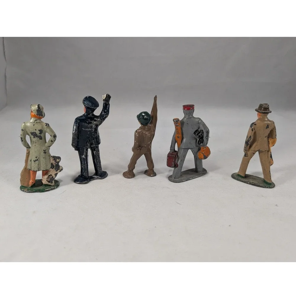 Vintage Barclay Manoil Lead‎ Slush Mold Figures Soldier Police Porter Lot of 5